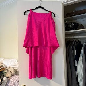 Pink tank top and skirt set - bright pink